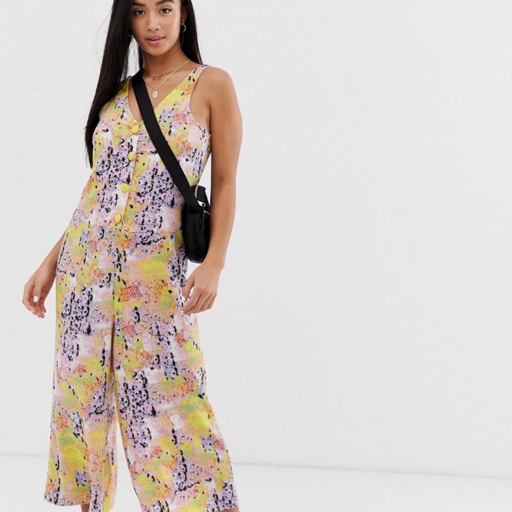 Noisy May Petite Abstract wide leg jumpsuit
